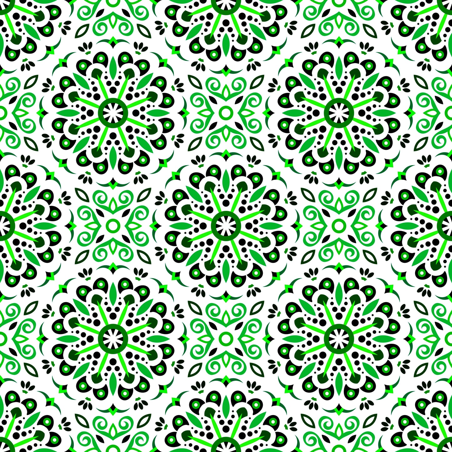Green Mandala Fabric - 156i