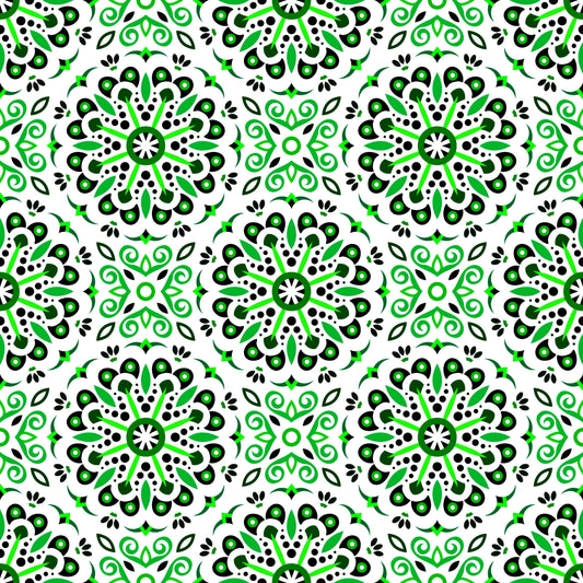 Green Mandala Fabric - 156i