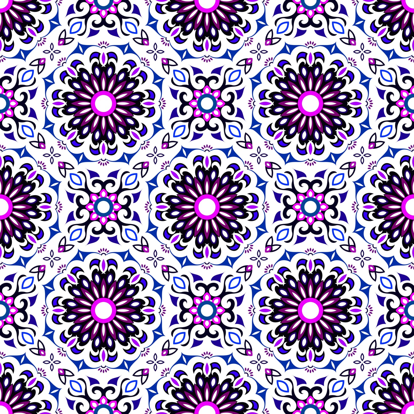 Purple - Blue Mandala Fabric - 198i