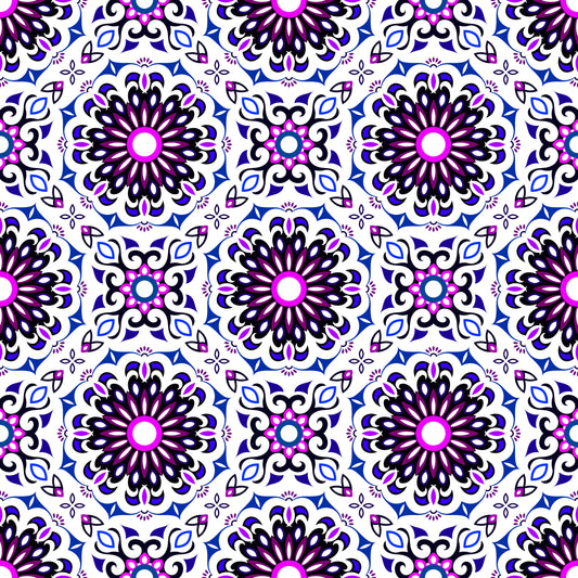 Purple - Blue Mandala Fabric - 198i