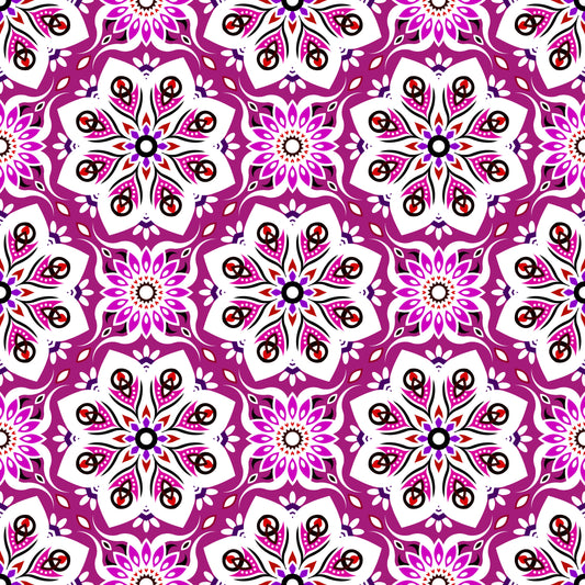 Pink - Purple - Red Mandala Fabric - 236i