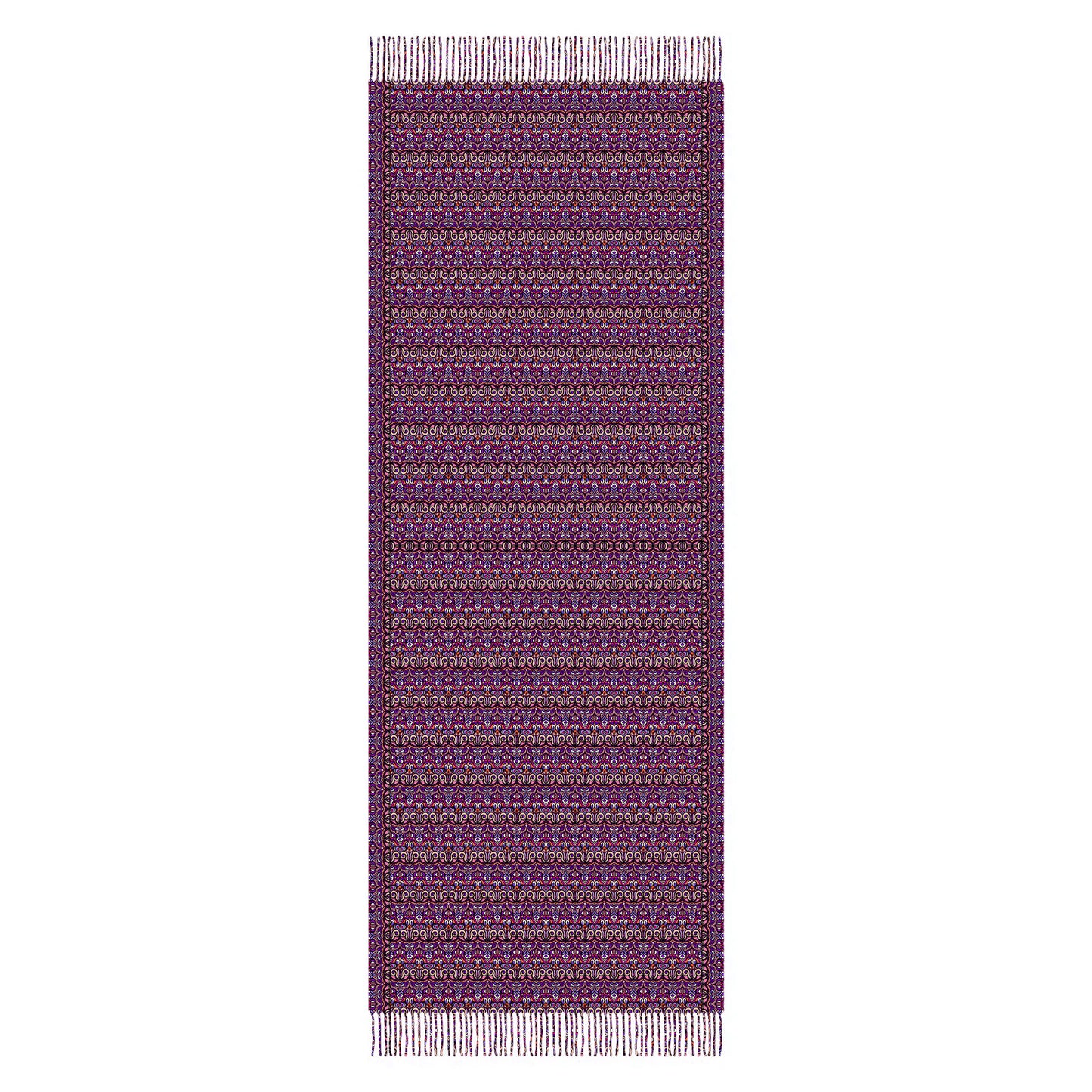 Pink - Purple - Red Abstract Doodle Scarf with Tassels