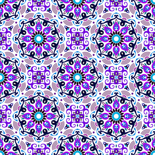 Purple - Blue Mandala Fabric - 140i
