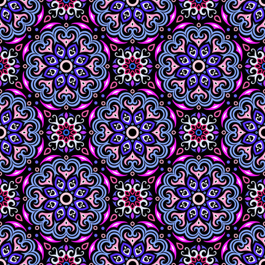 Blue - Pink - Purple Mandala Fabric - 155