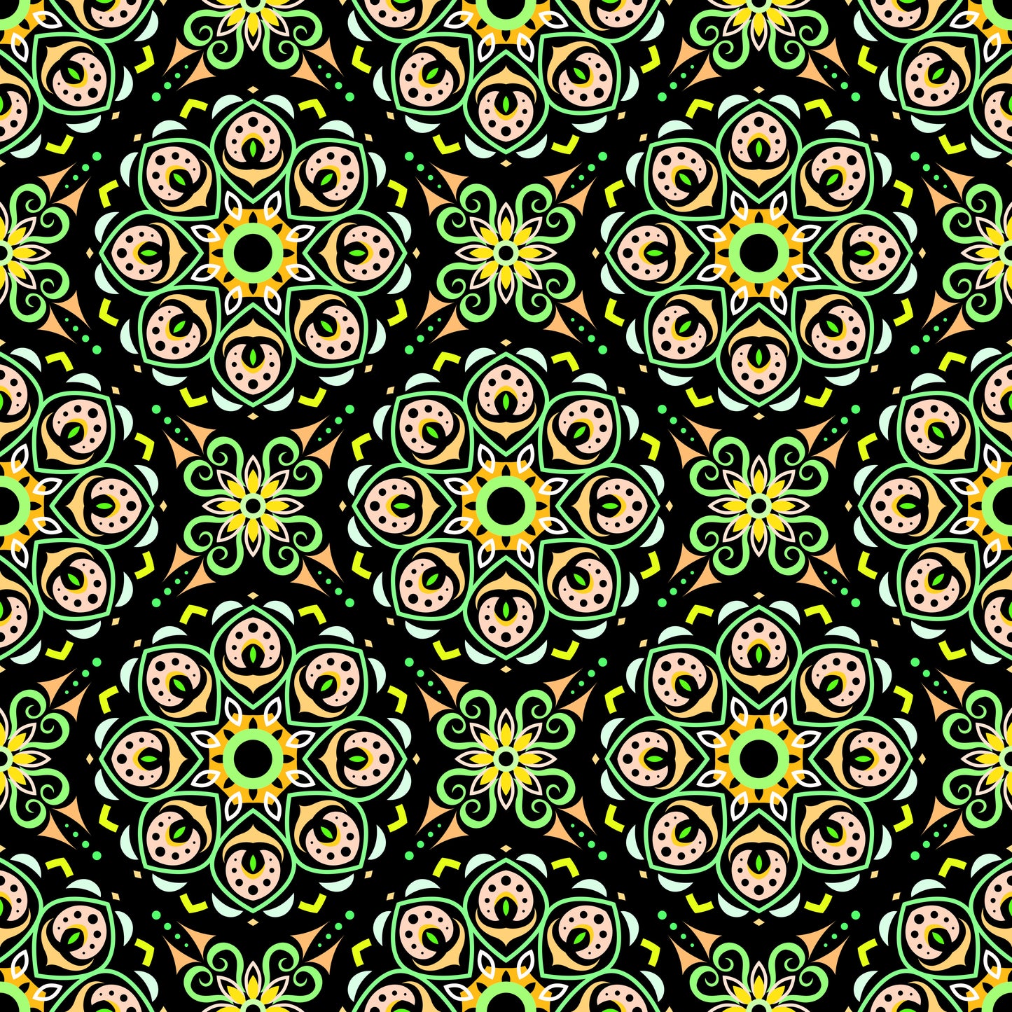 Yellow - Green Mandala Fabric - 183
