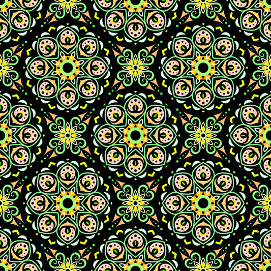 Yellow - Green Mandala Fabric - 183