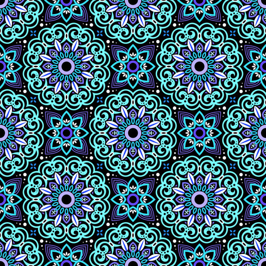 Turquoise - Blue Mandala Fabric - 149