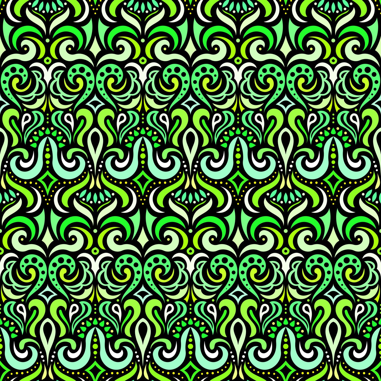 Green Abstract Doodle Fabric 1001