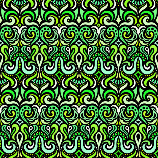 Green Abstract Doodle Fabric 1001