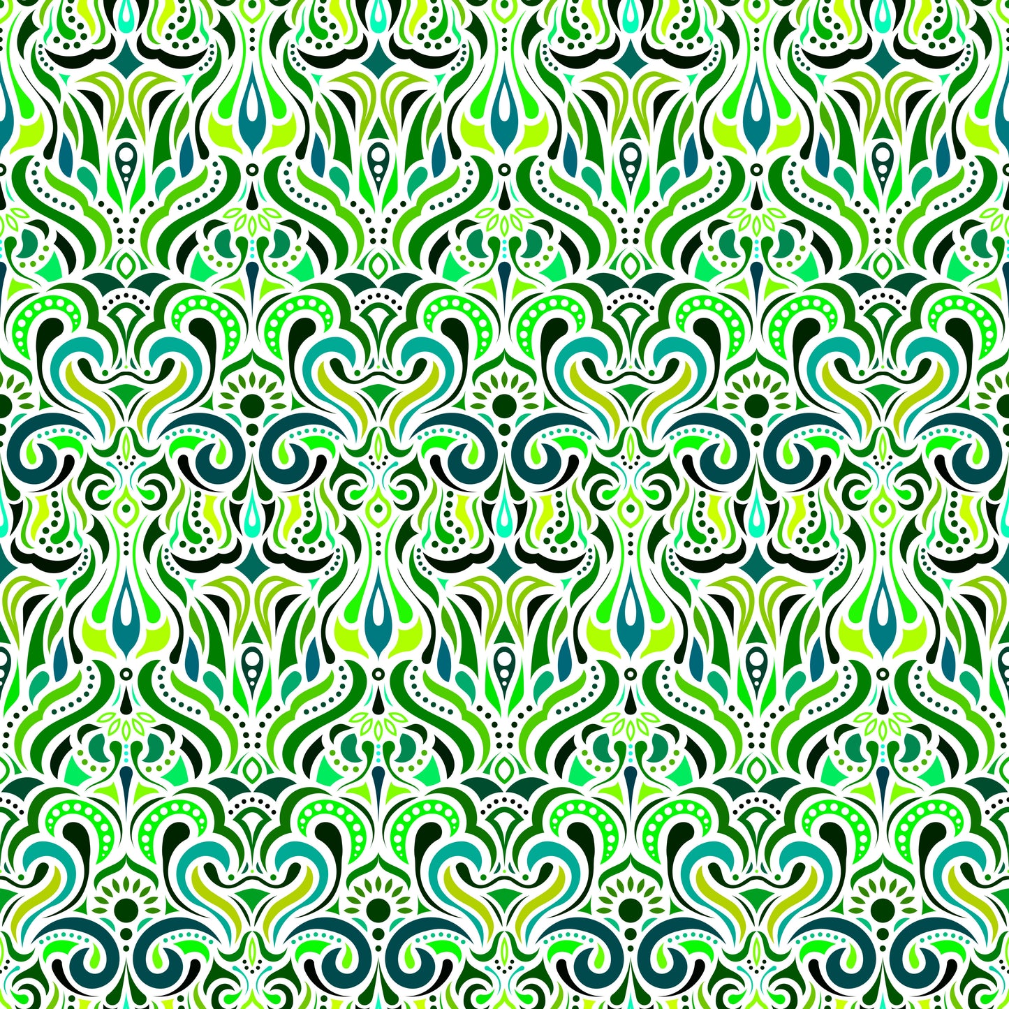 Green Abstract Doodle Fabric 1012i