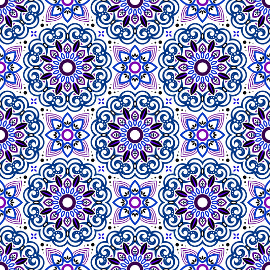 Blue - Purple Mandala Fabric - 149i
