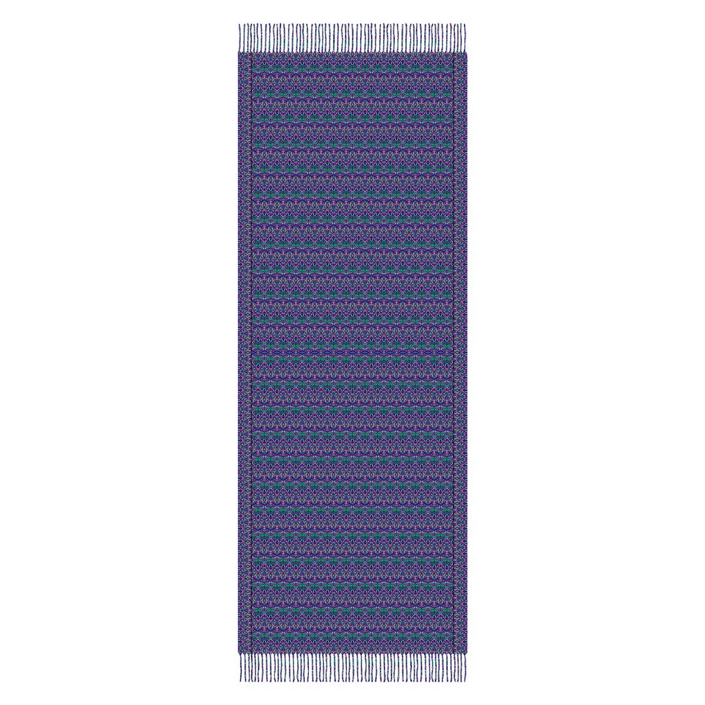 Turquoise - Purple - Pink Abstract Doodle Scarf with Tassels