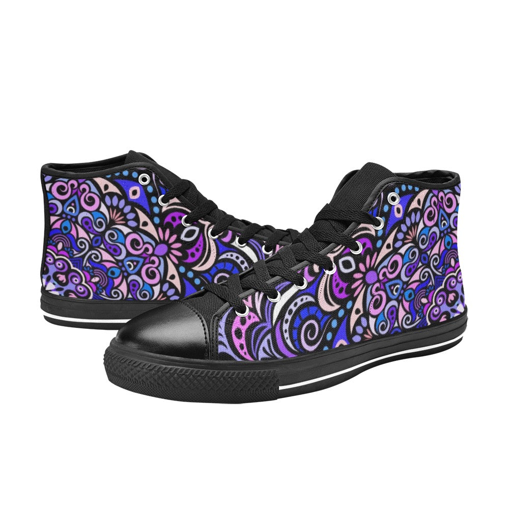 Serenity Mandala High Top Canvas Kid's Shoes
