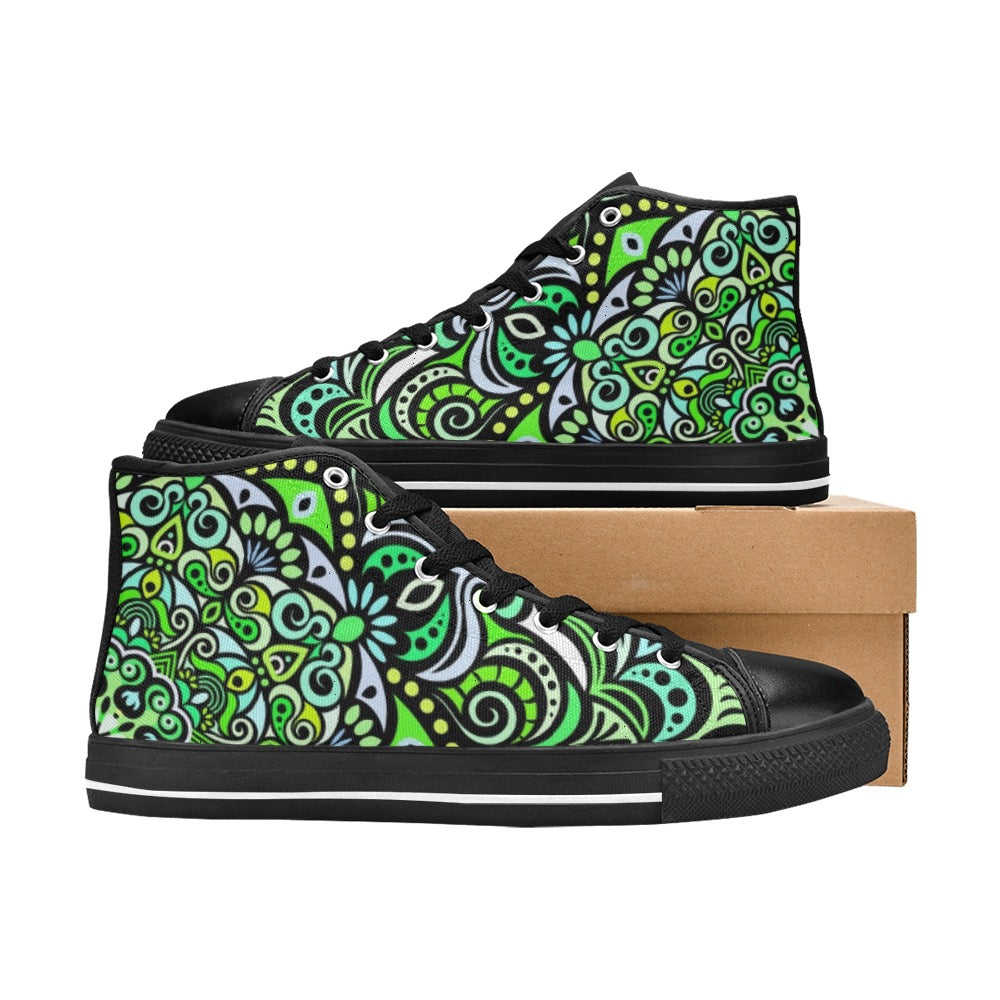 Serenity Mandala High Top Canvas Kid's Shoes
