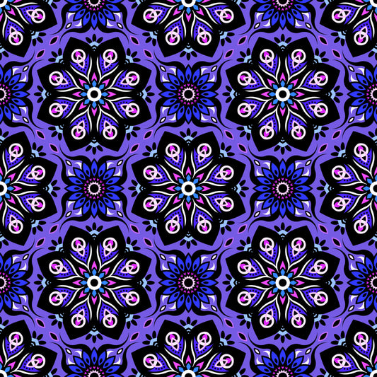 Purple - Blue - Pink Mandala Fabric - 236