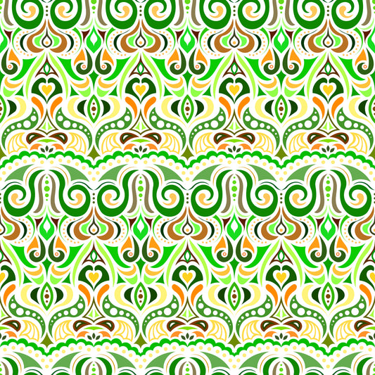 Yellow - Green - Orange Abstract Doodle Fabric 1010.2i