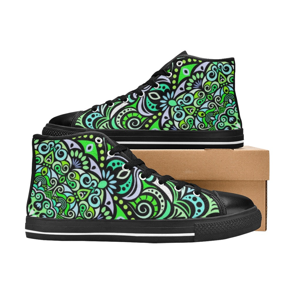 Serenity Mandala High Top Canvas Kid's Shoes