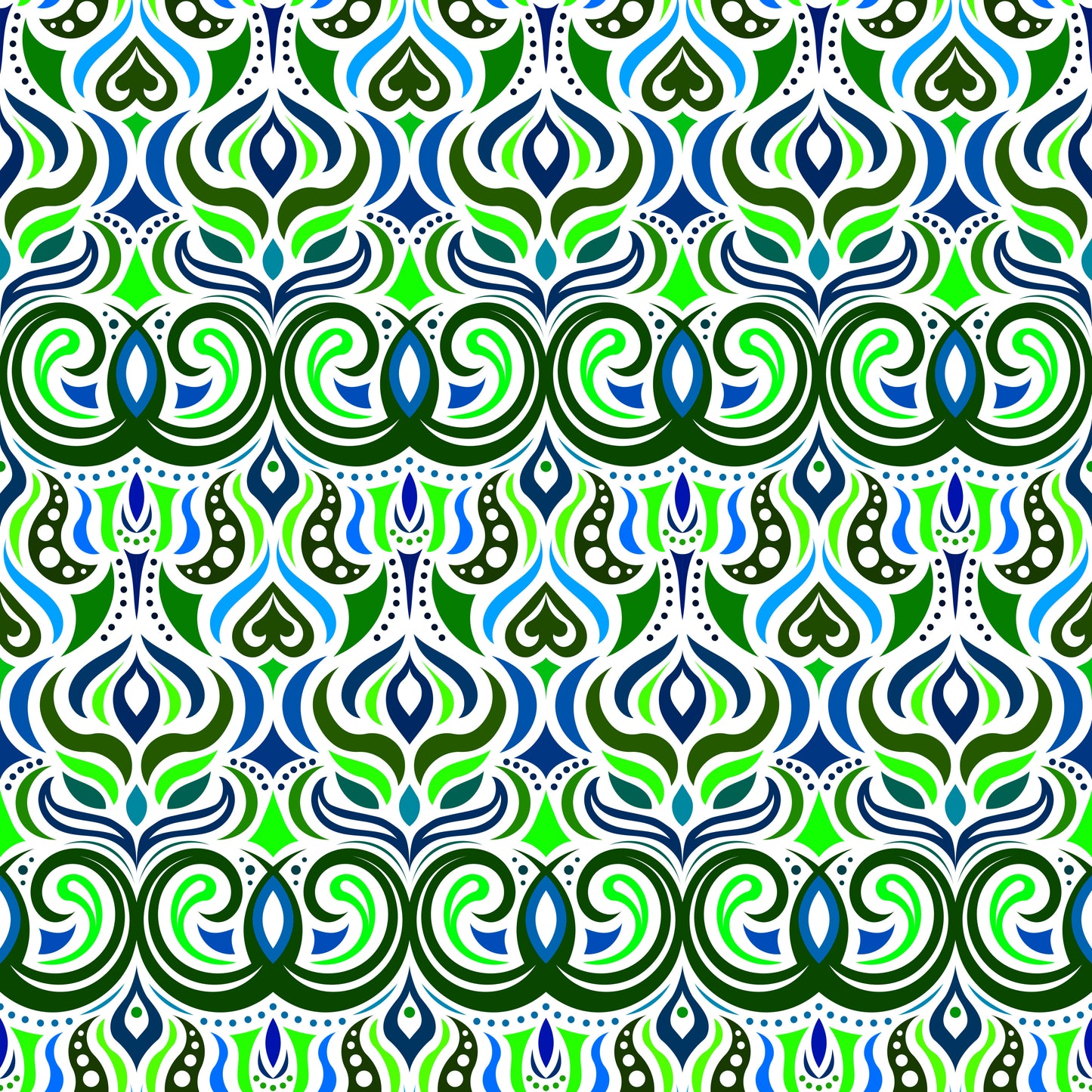 Green - Blue Abstract Doodle Fabric 1009.7i