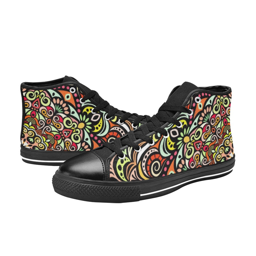 Serenity Mandala High Top Canvas Kid's Shoes