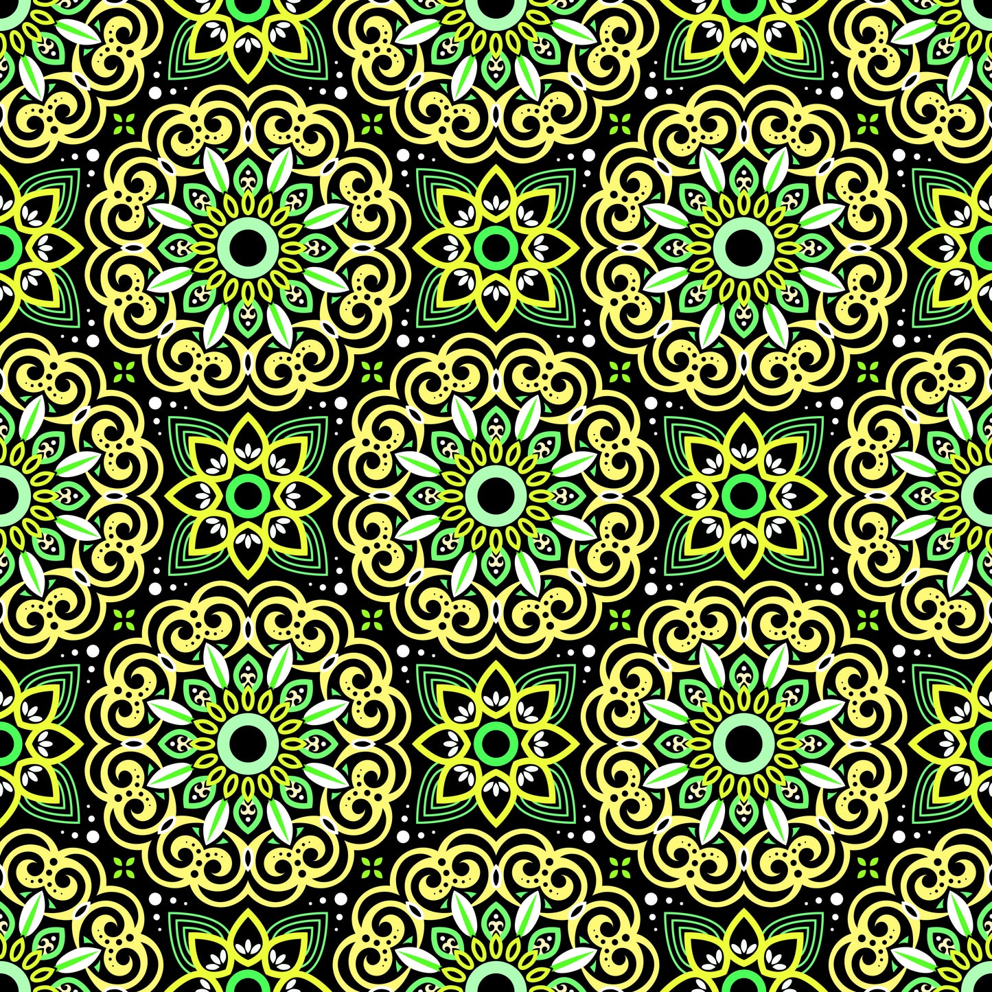 Yellow - Green Mandala Fabric - 149