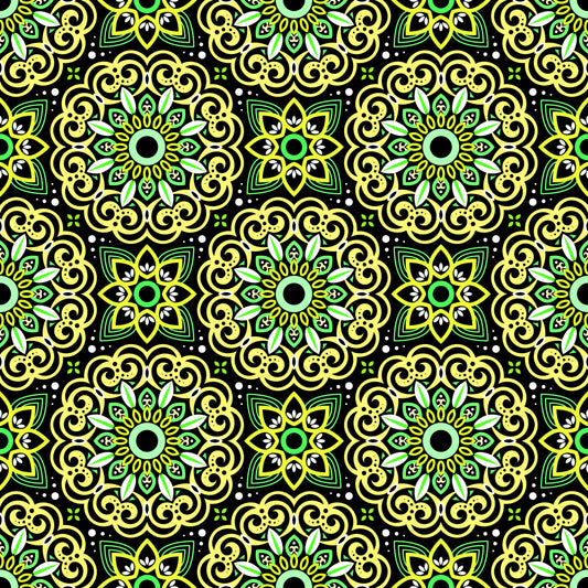 Yellow - Green Mandala Fabric - 149