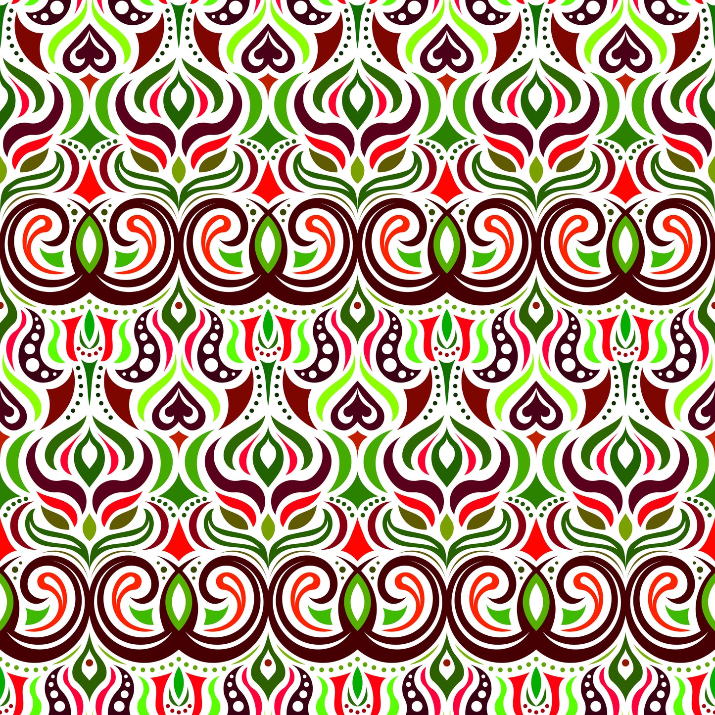 Green - Red Abstract Doodle Fabric 1009.7i