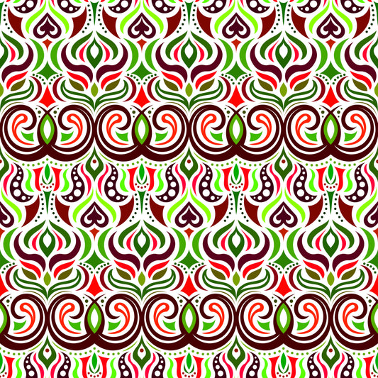 Green - Red Abstract Doodle Fabric 1009.7i