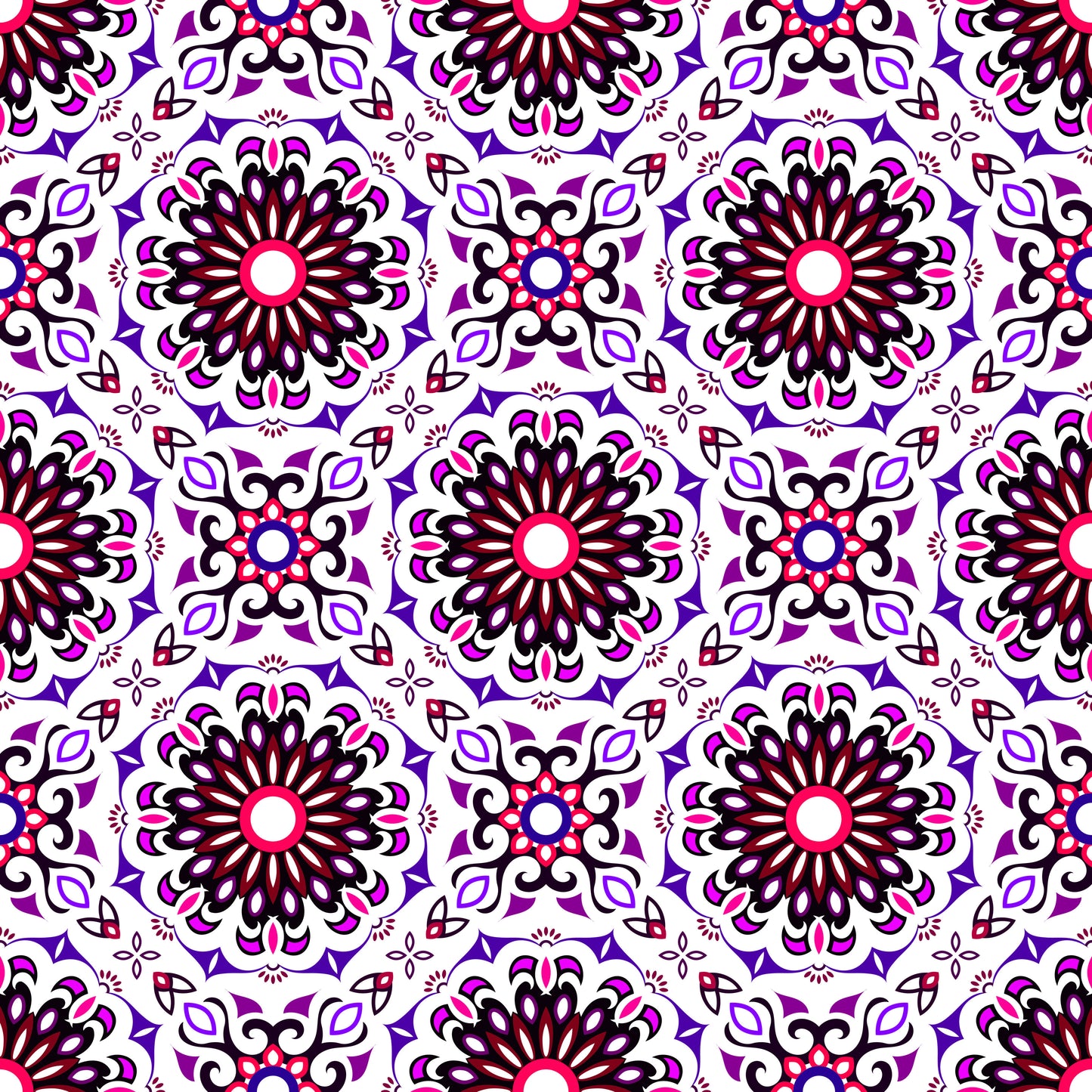 Purple - Red Mandala Fabric - 198i