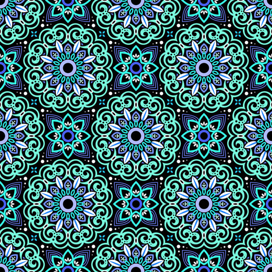 Turquoise - Blue Mandala Fabric - 149