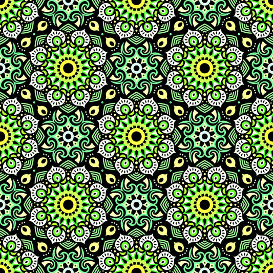 Green - Yellow Mandala Fabric - 193