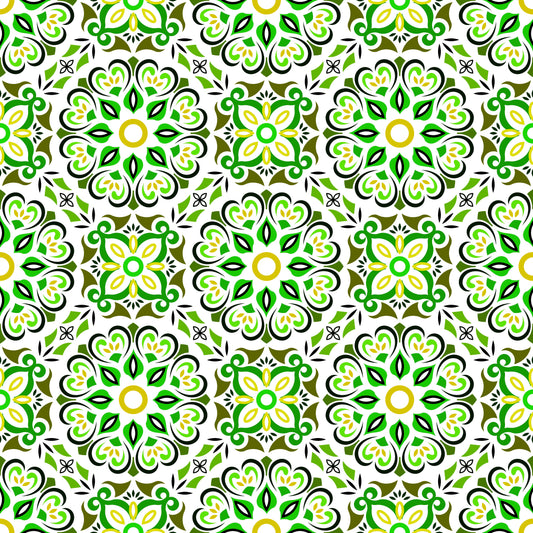 Green - Yellow Mandala Fabric - 206i
