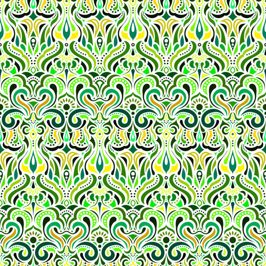 Green - Yellow Abstract Doodle Fabric 1012i