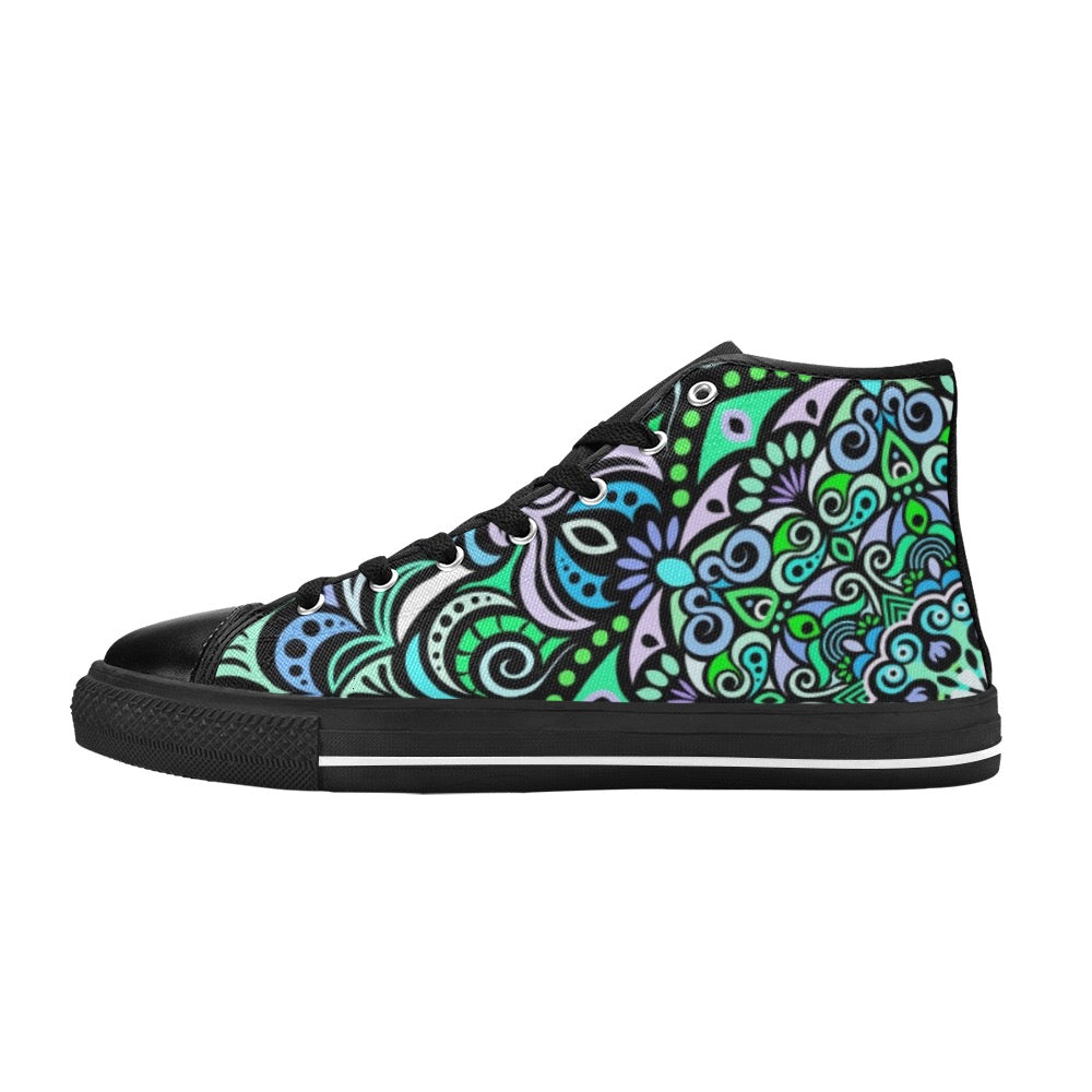 Serenity Mandala High Top Canvas Kid’s Shoes