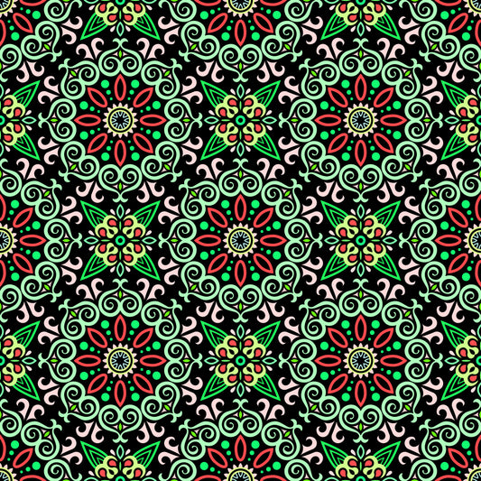 Green - Red Mandala Fabric - 138