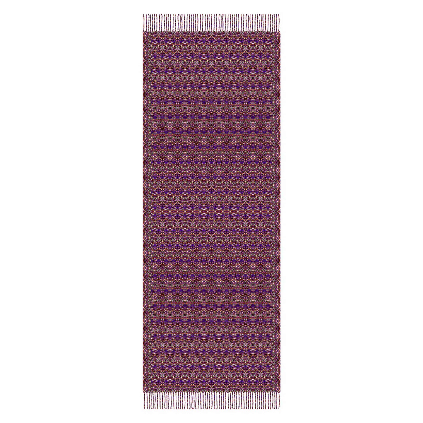 Purple - Orange - Pink Abstract Doodle Scarf with Tassels