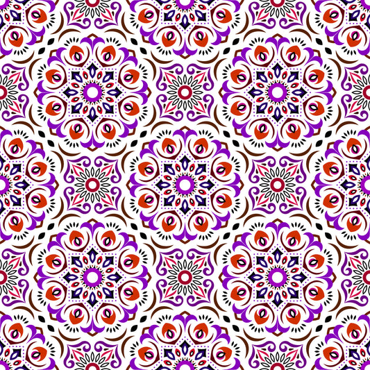 Purple - Red Mandala Fabric - 209i