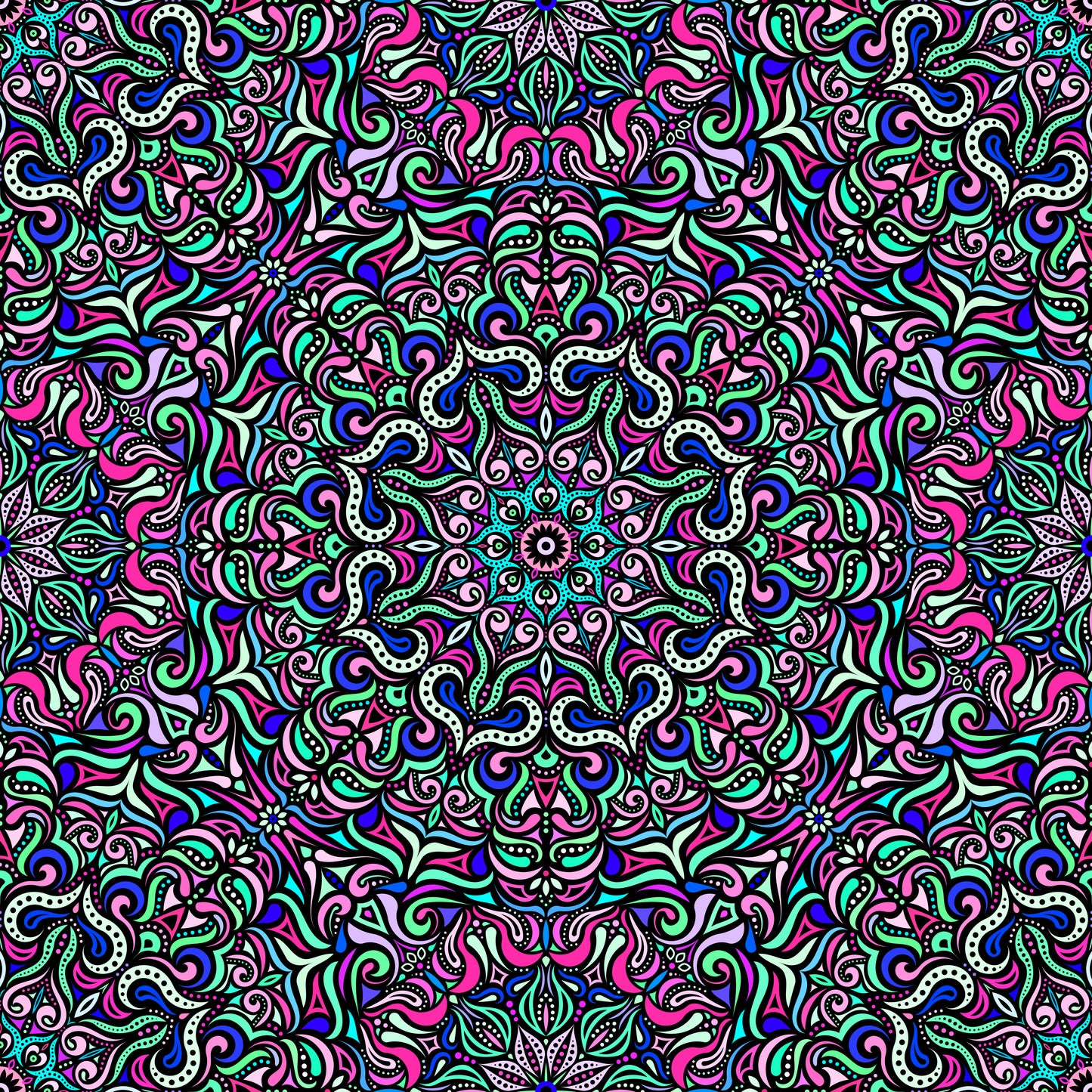 Turquoise - Pink - Blue Mandala Fabric 2006.3