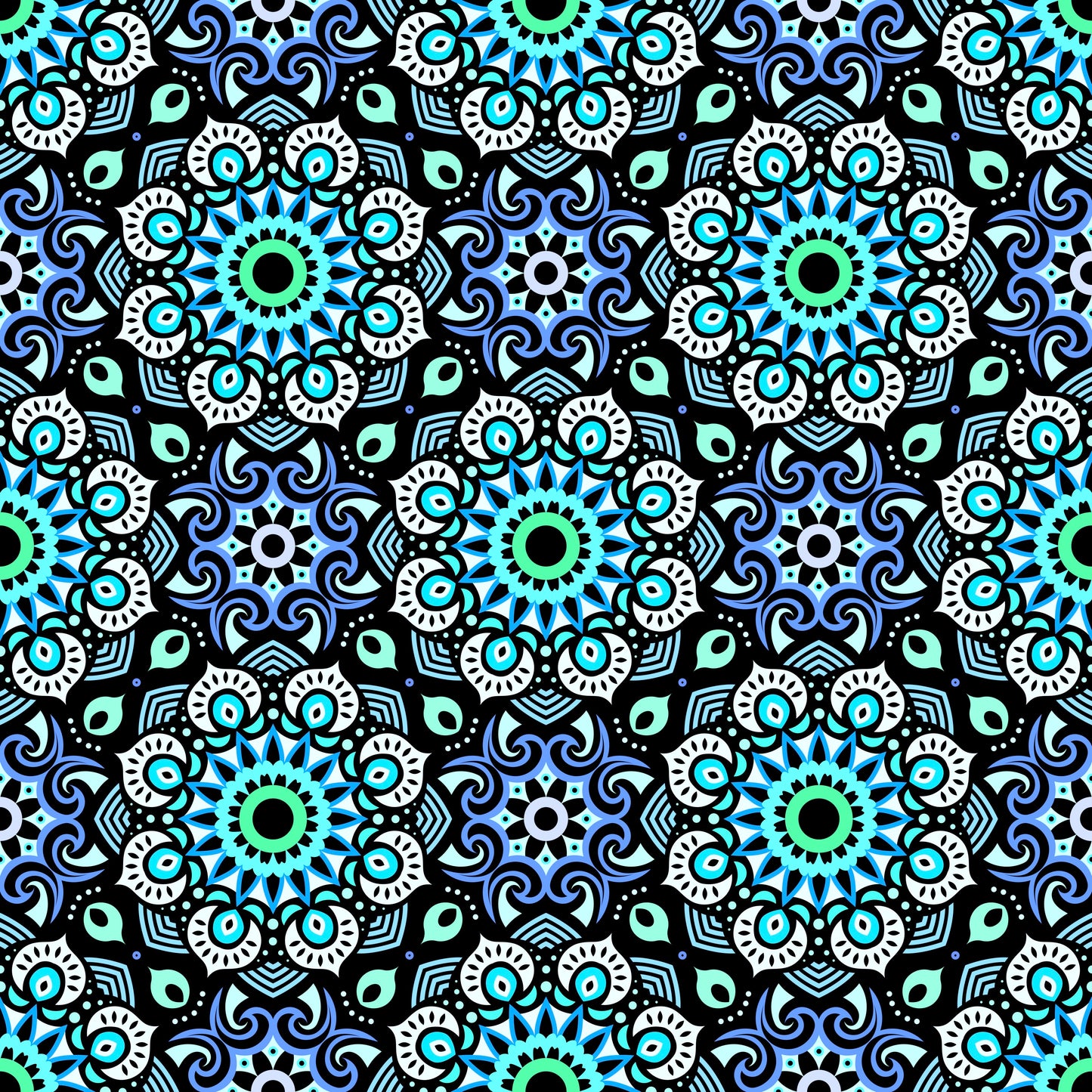 Turquoise - Blue Mandala Fabric - 193