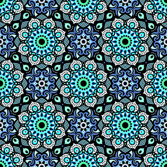 Turquoise - Blue Mandala Fabric - 193
