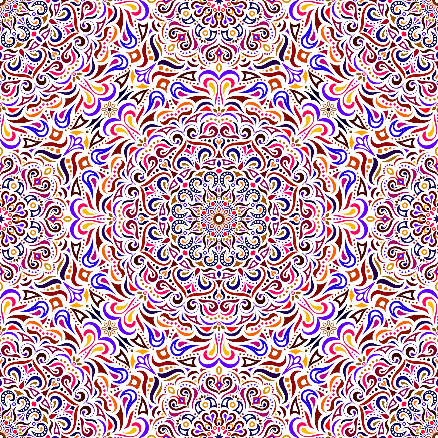 Red - Blue - Yellow Mandala Fabric 2005i