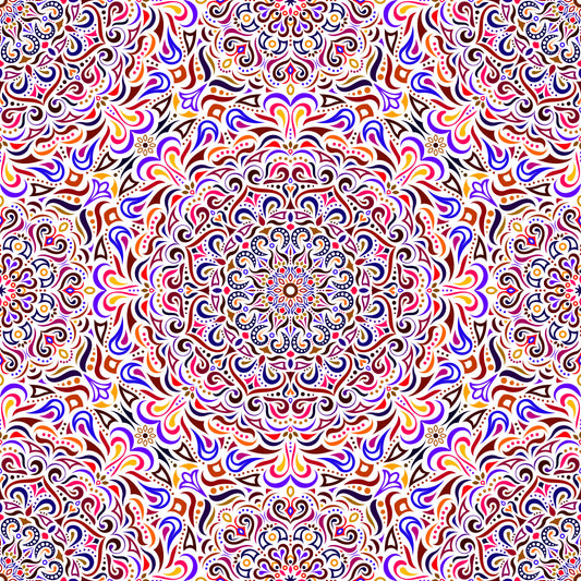 Red - Blue - Yellow Mandala Fabric 2005i