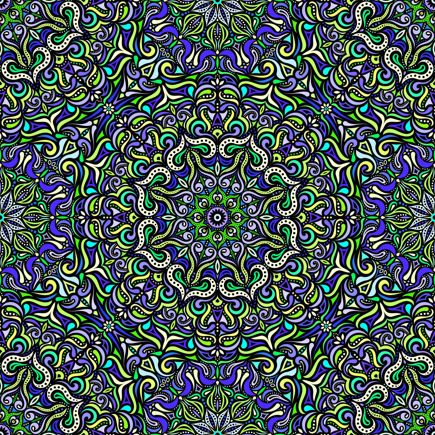 Blue - Green - Turquoise Mandala Fabric 2006.3