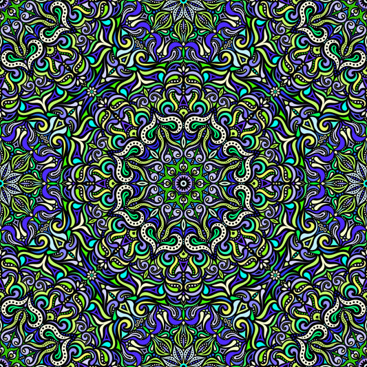 Blue - Green - Turquoise Mandala Fabric 2006.3