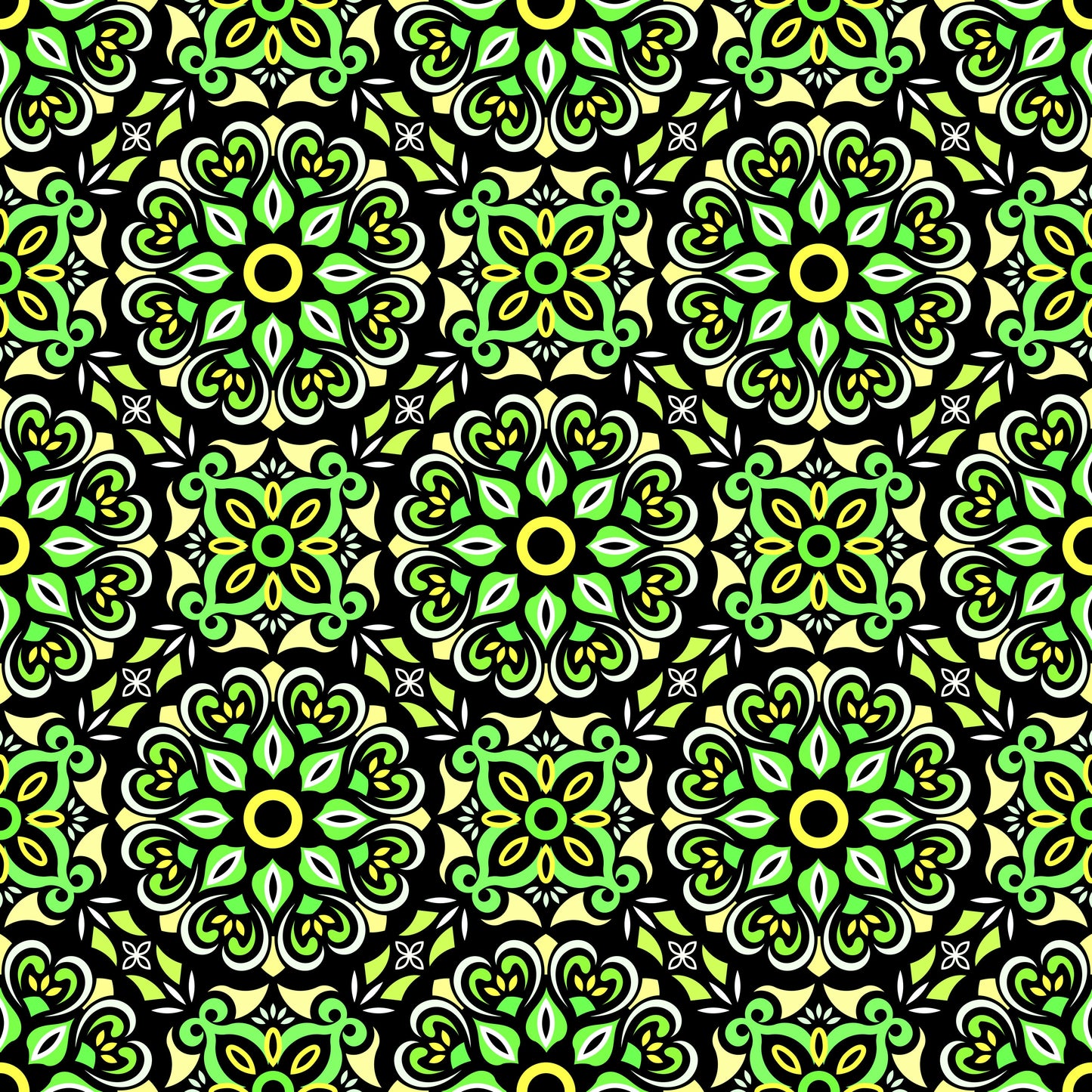 Green - Yellow Mandala Fabric - 206