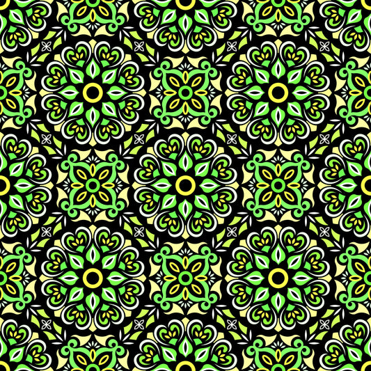 Green - Yellow Mandala Fabric - 206