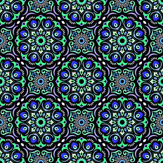 Turquoise - Blue Mandala Fabric - 209