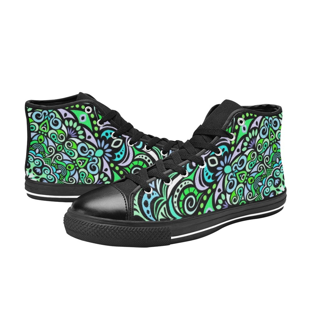 Serenity Mandala High Top Canvas Kid's Shoes