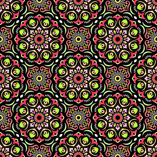 Red - Yellow - Green Mandala Fabric - 209