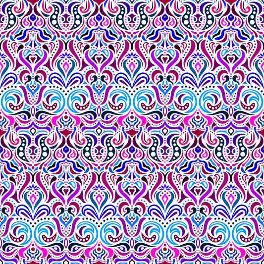 Purple - Blue - Pink Abstract Doodle Fabric 1011.4i