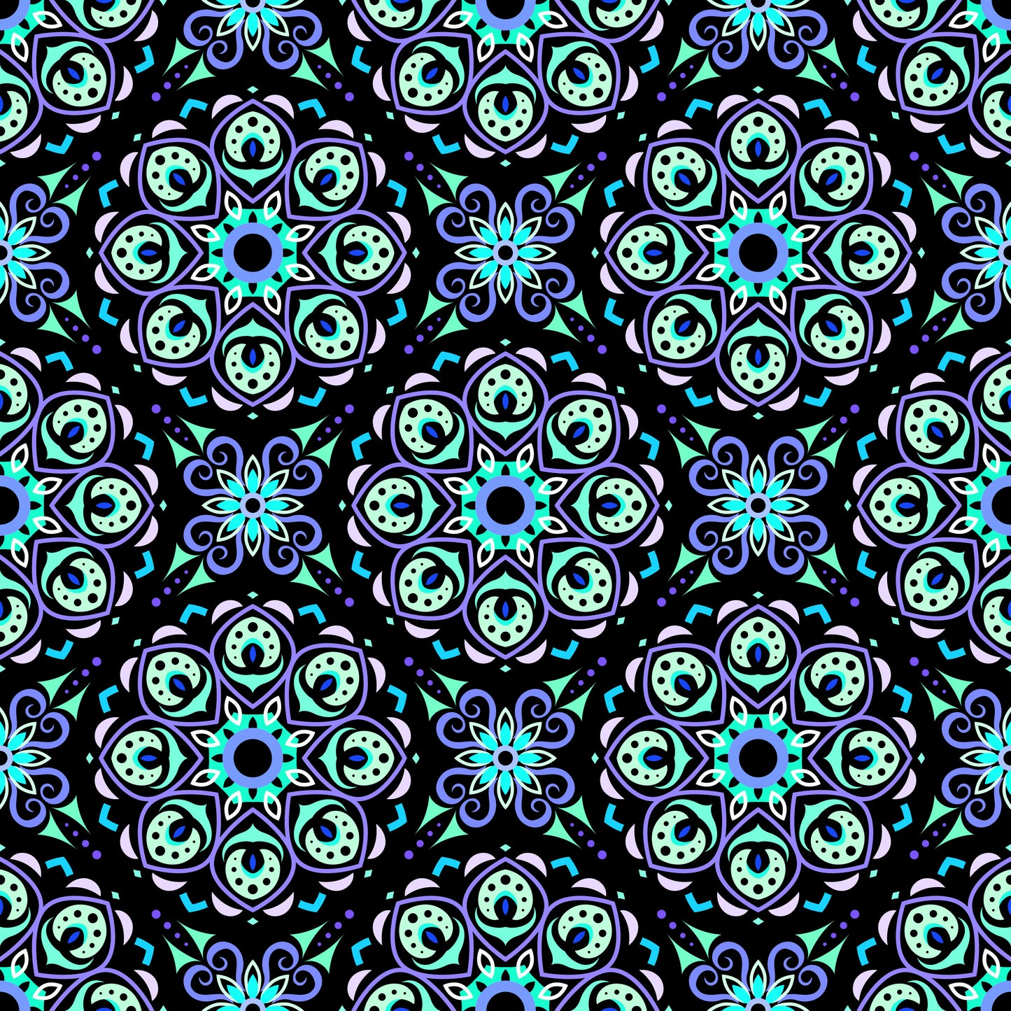Turquoise - Blue Mandala Fabric - 183